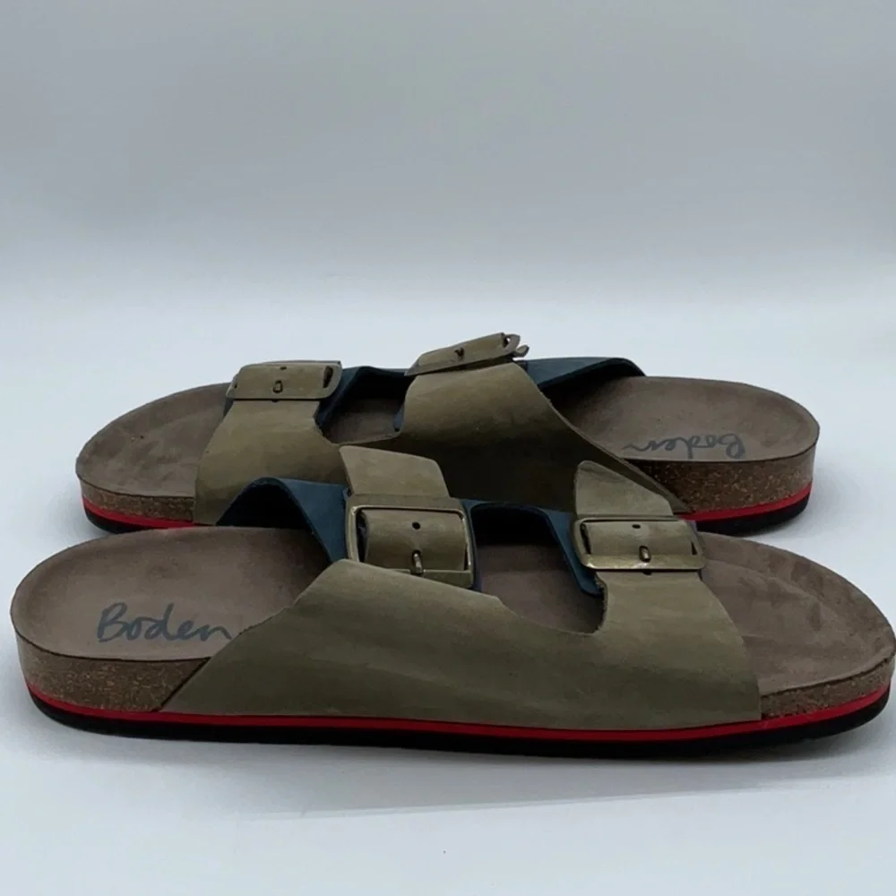 Boden Leather Double Strap Sandal navy/green